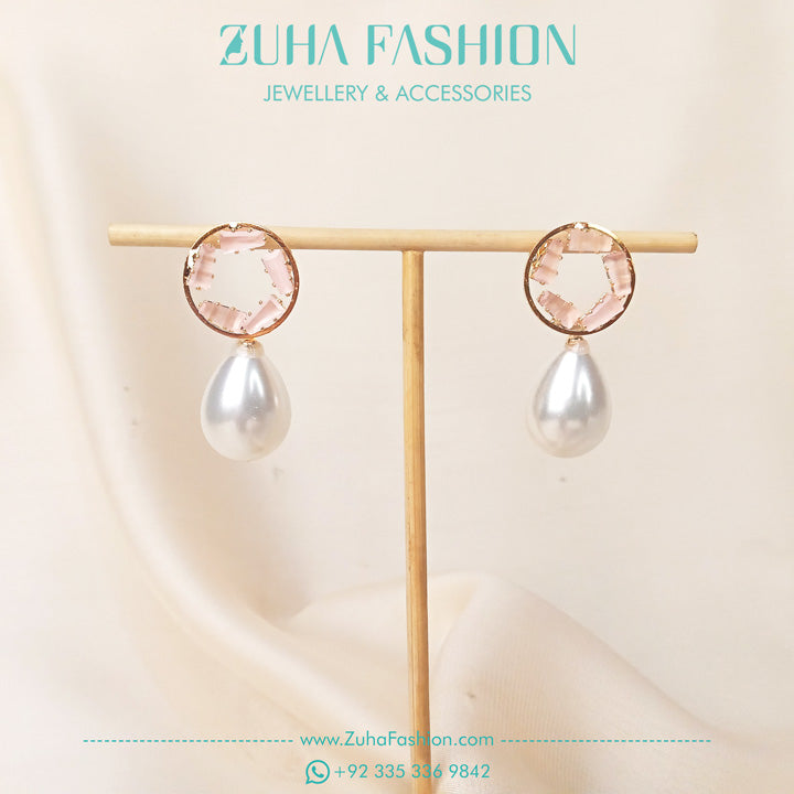 Pink Crystal Pearl Earrings 0980