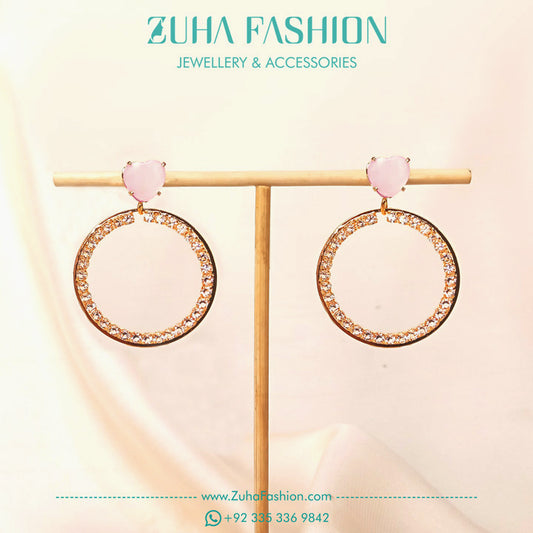 Pink Heart Earrings for Girls 0981