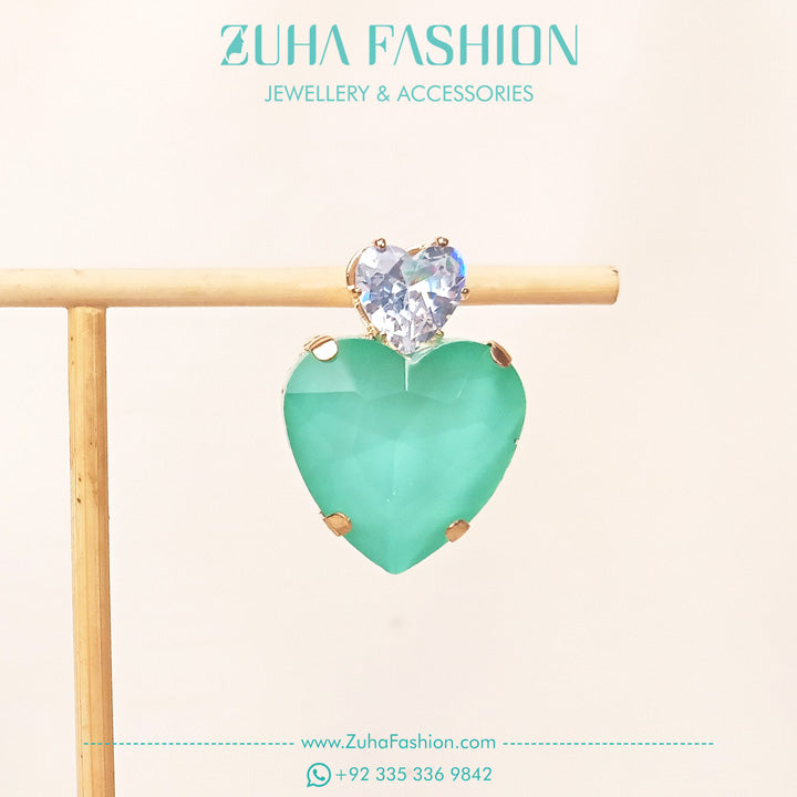 Green Heart Earrings for Girls 0982