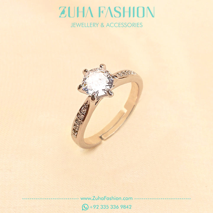 Diamond Style Silver Ring for Girls 1007