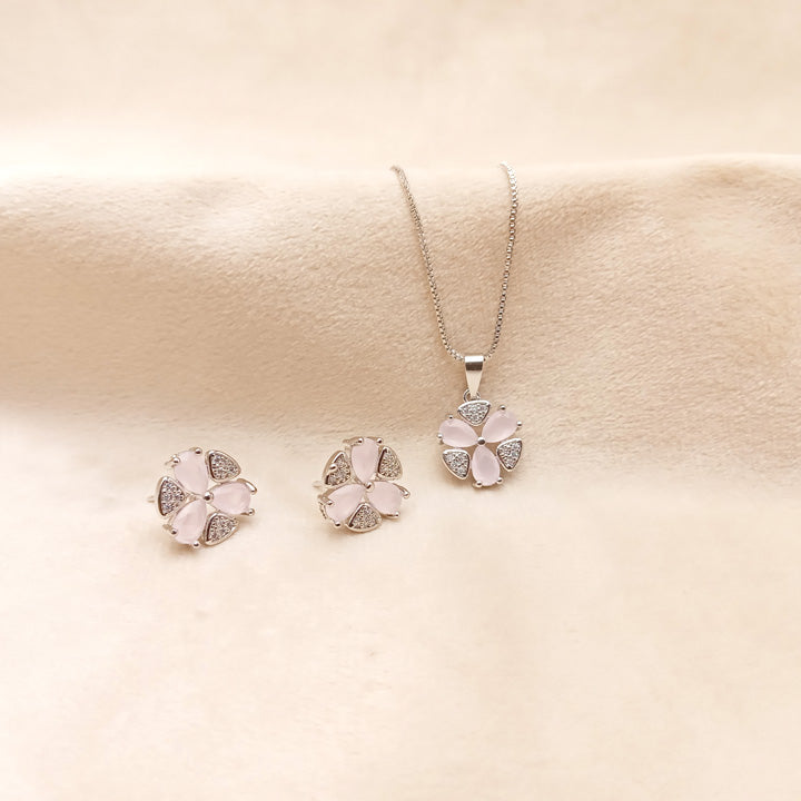 Pink Flower Necklace Set for Girls 0791