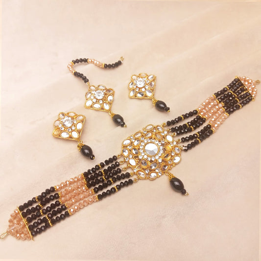 Gorgeous Black Bridal Choker Set 0776