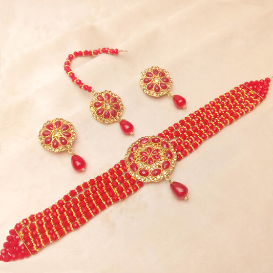 Red Bridal Choker Set 0775