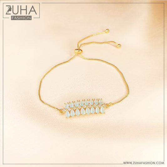 Green Crystals Chain Bracelet 0393