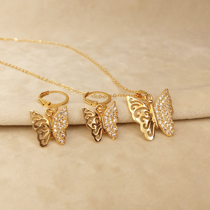 Butterfly Gold Necklace Set for Women 0639