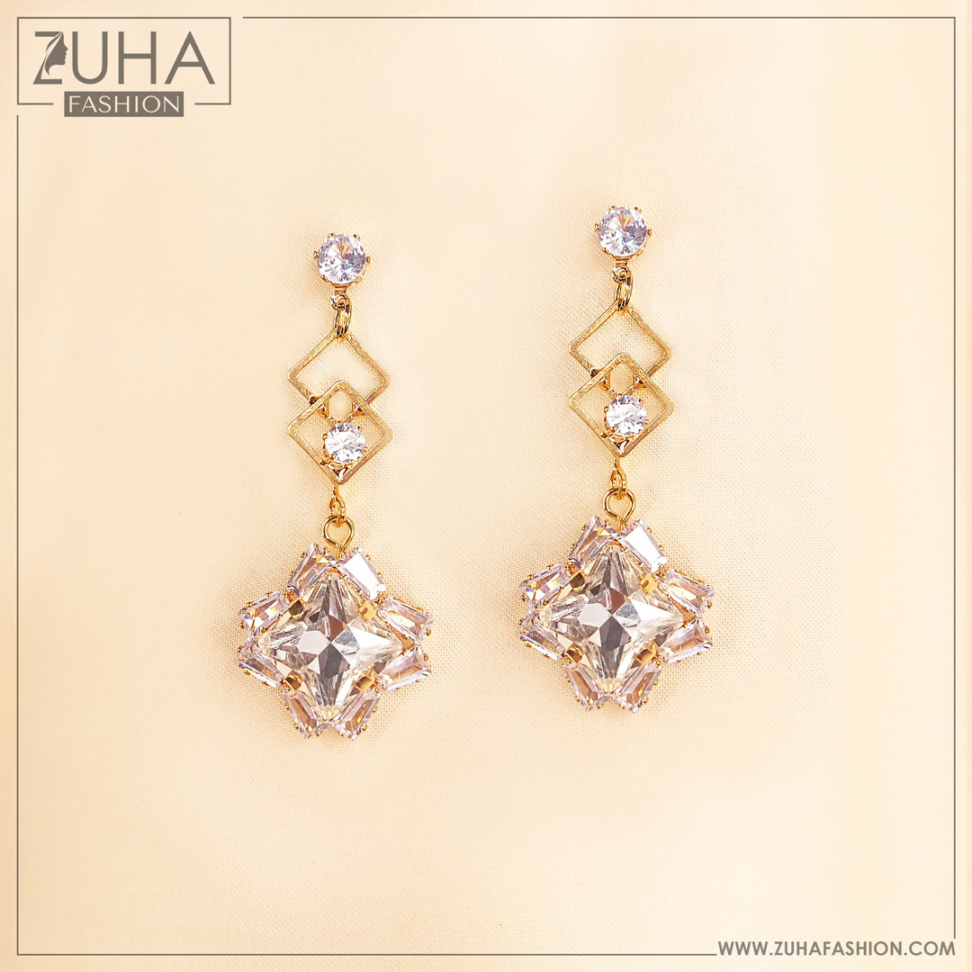 Elegant Golden Crystal Earrings 0486