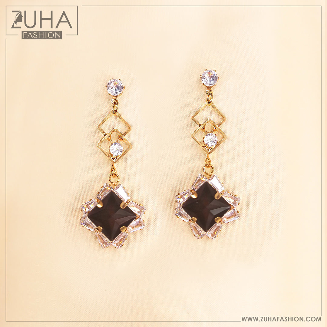 Elegant Black Crystal Earrings 0486