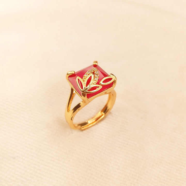 Elegant Red Adjustable Ring 0612