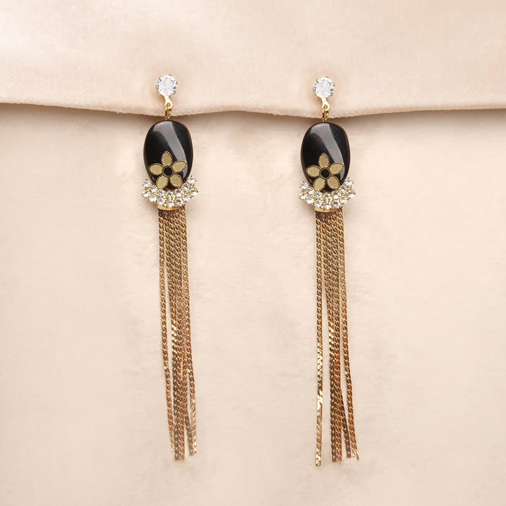 golden black dangle earrings