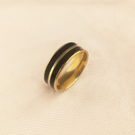 golden black gents ring