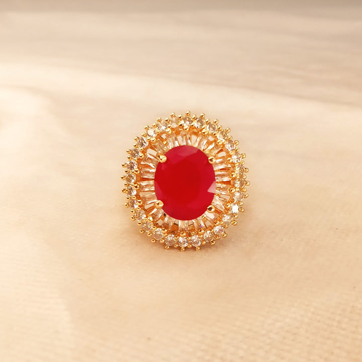 Classy Red Zircon Ring 0608