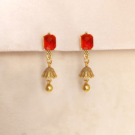 Traditional Jhumka Earrings Red 0726
