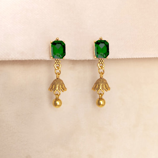 Traditional Jhumka Earrings Green 0726