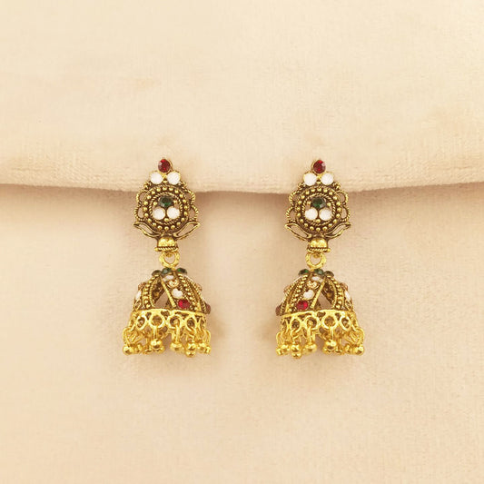 Multicolor Golden Jhumka 0654