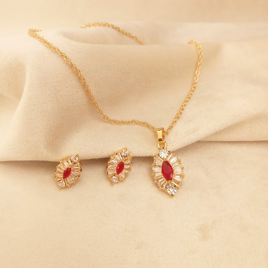 Red Crystal Necklace Set 0311