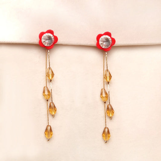 Red Rose Dangle Earrings 0684