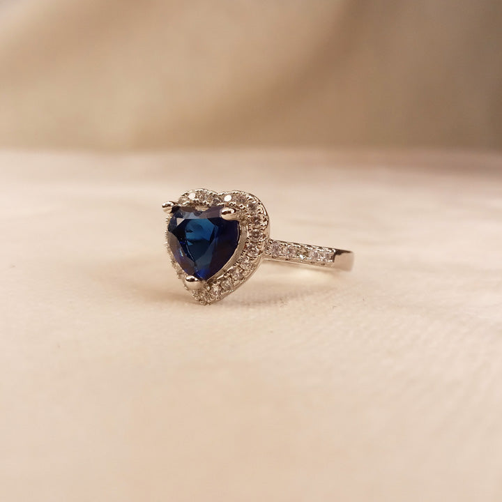Blue Heart Silver Ring 0593