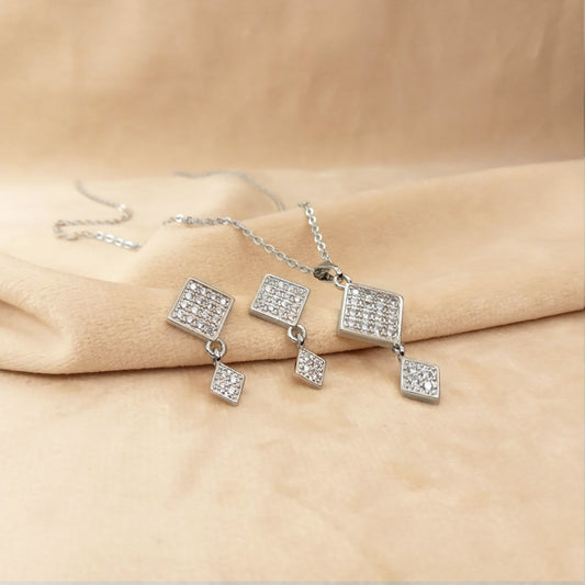 Silver Zircon Necklace Set for Girls 0303