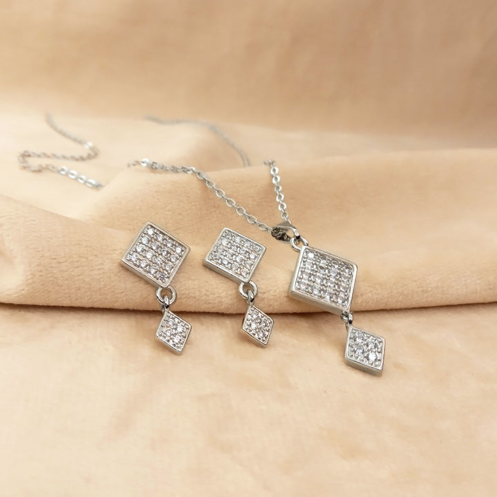 Silver Zircon Necklace Set for Girls 0303