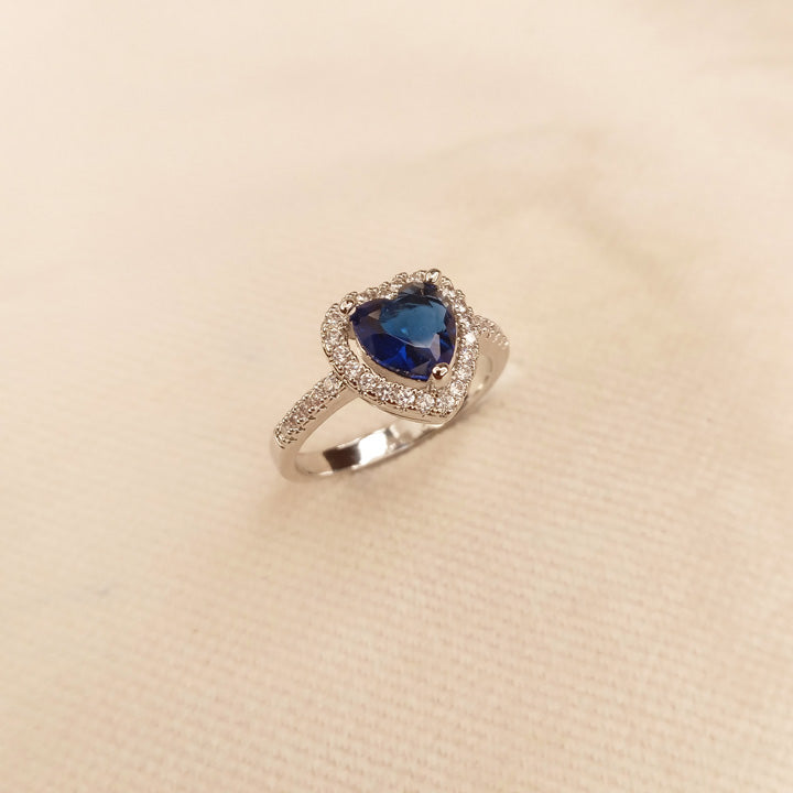 Blue Heart Silver Ring 0593