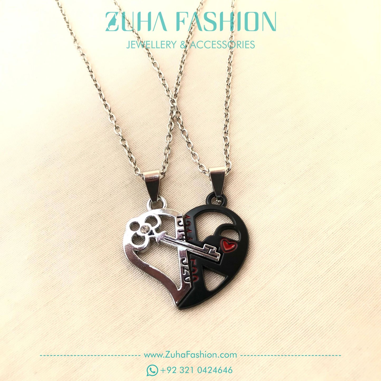 Magnet Heart Key Couple Locket 0840