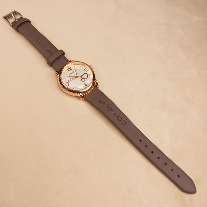 Gray Leather Strap Ladies Watch 0561