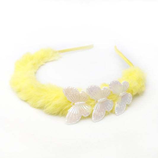 Yellow Fur Butterfly Hair Band 0820