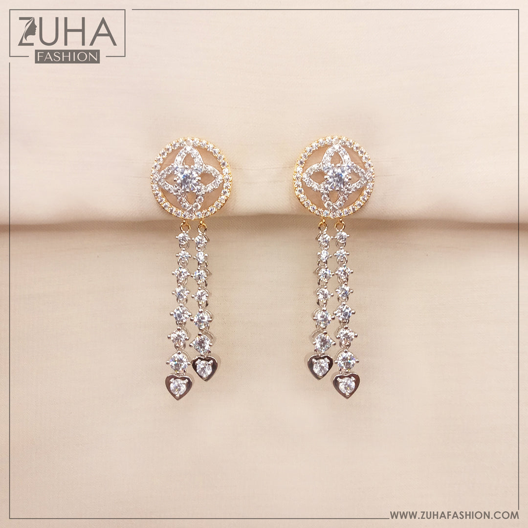 Gorgeous Dual Tone Zircon Earrings 3272