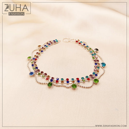 Multicolor Silver Anklet 0478