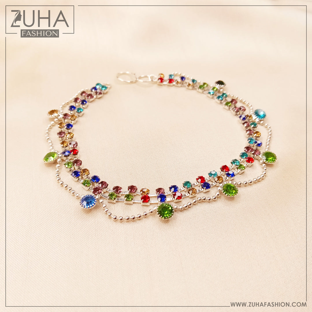 Multicolor Silver Anklet 0478