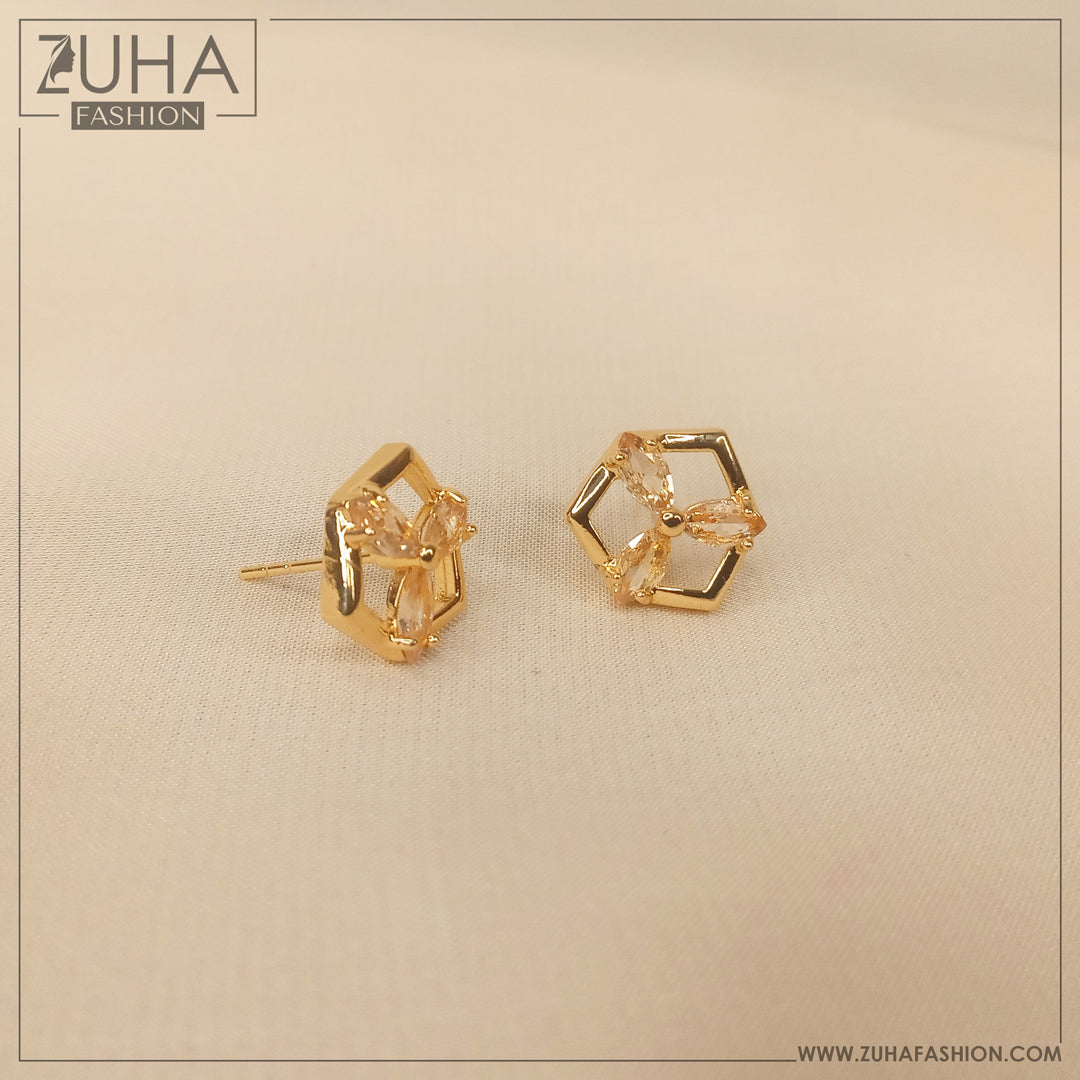 Small Champagne Ear Studs 0355