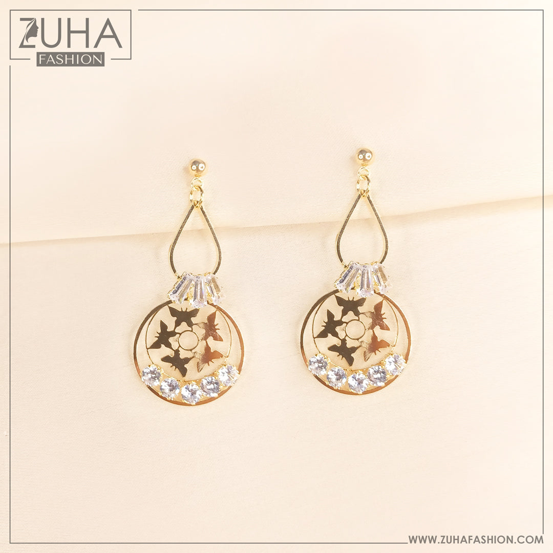 Golden Butterfly Crystal Earrings 0403