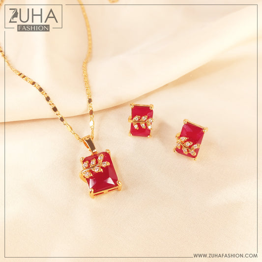 Red Zircon Jewellery Set for Girls 0338