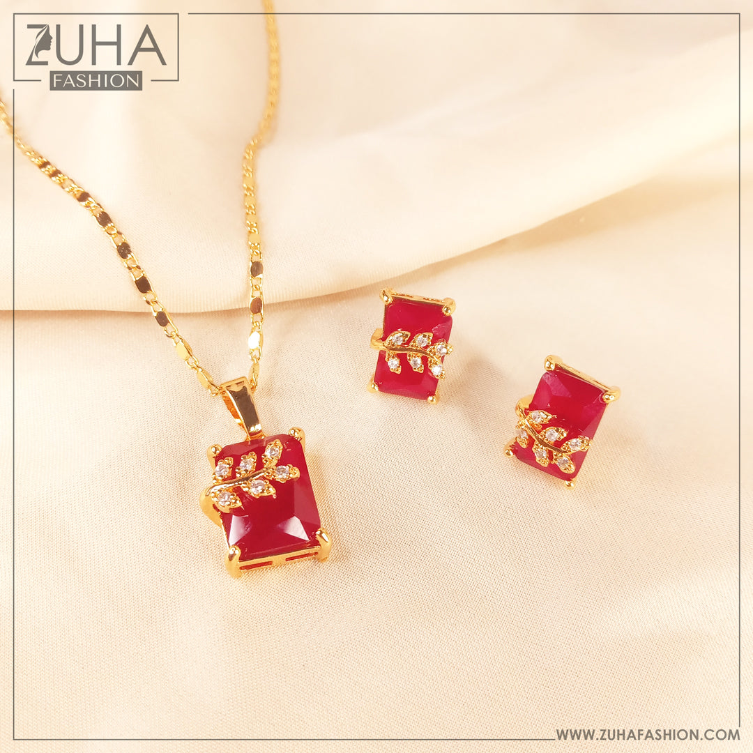 Red Zircon Jewellery Set for Girls 0338