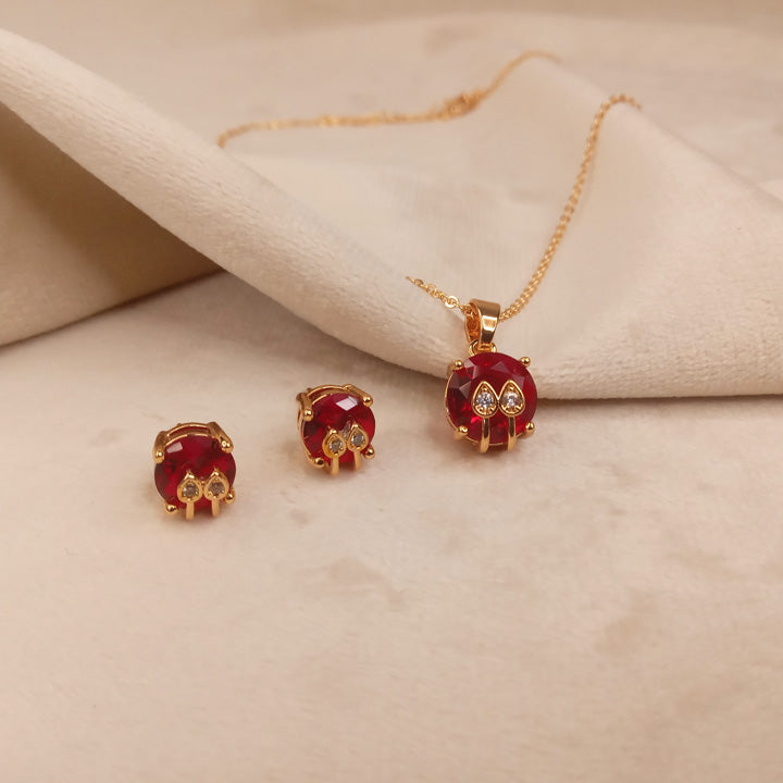 red crystal necklace set