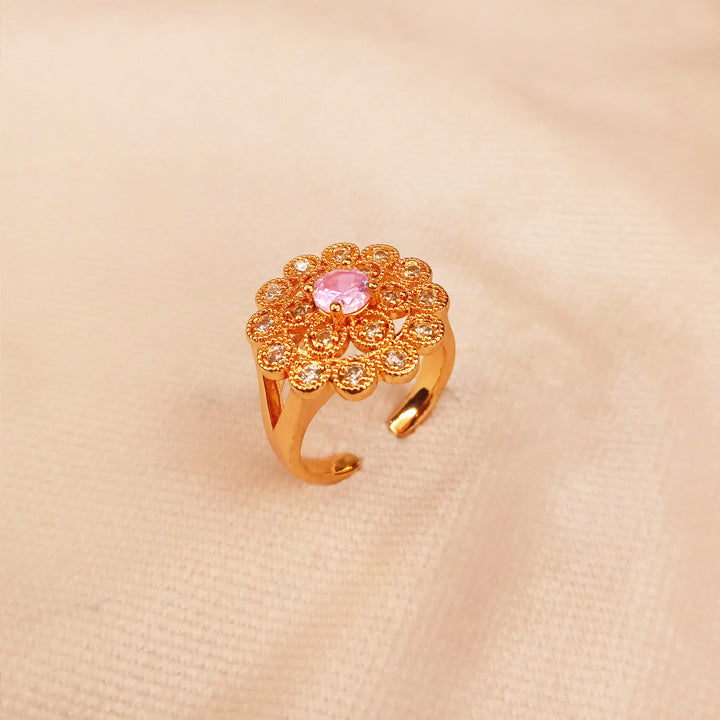 adjustable pink crystal ring