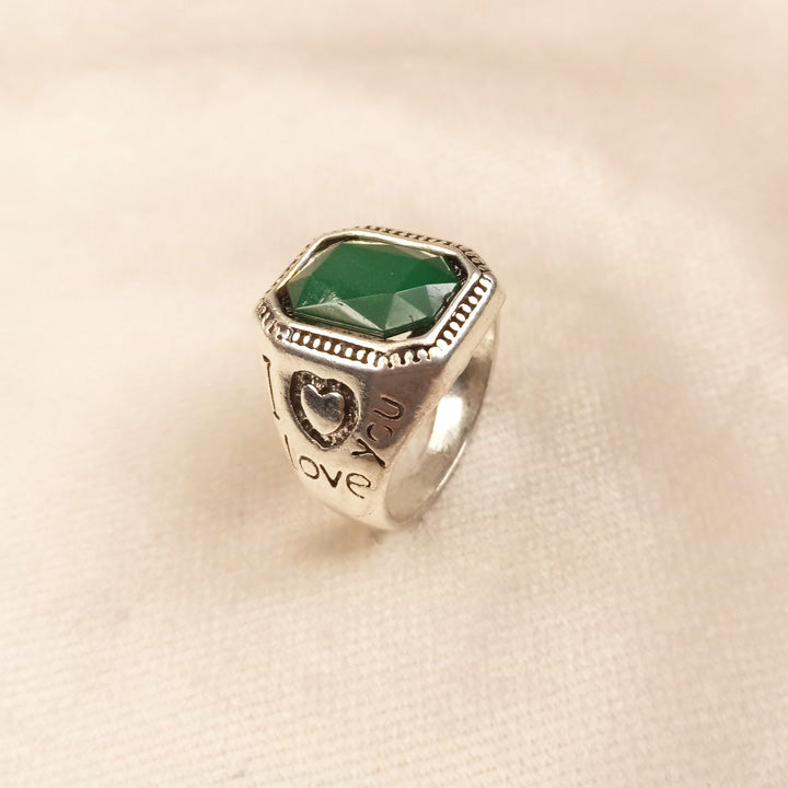 Green Stone Gents Ring 0558