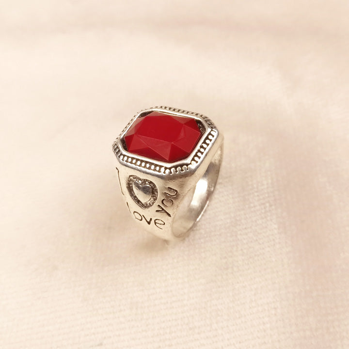 Red Stone Gents Ring 0558