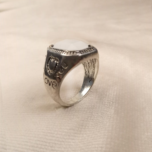 White Stone Gents Ring 0558