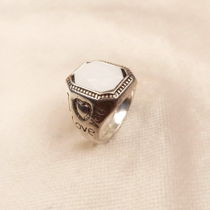 White Stone Gents Ring 0558