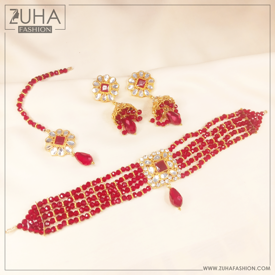 red choker bridal necklace