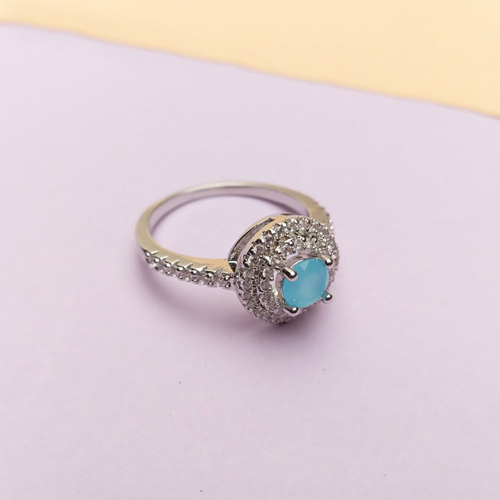 aqua zircon ring for girls