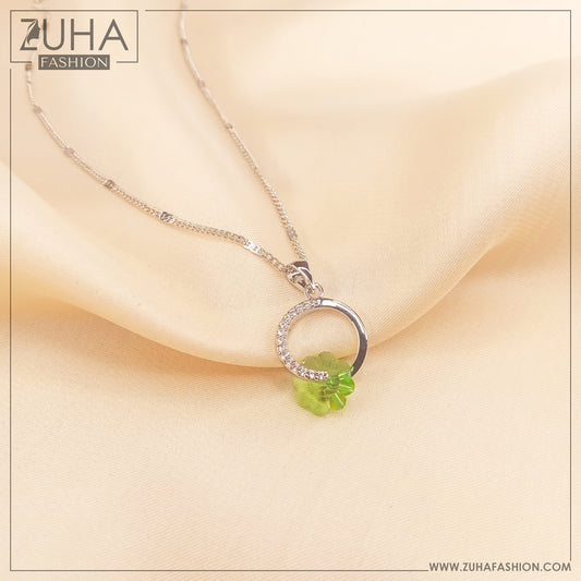 green crystal silver pendant