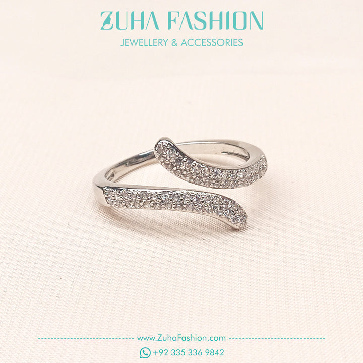 Adjustable Silver Zircon Ring for Girls 0947