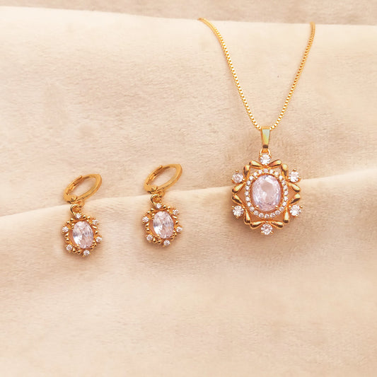 Gold Plated Zircon Necklace Set 24570