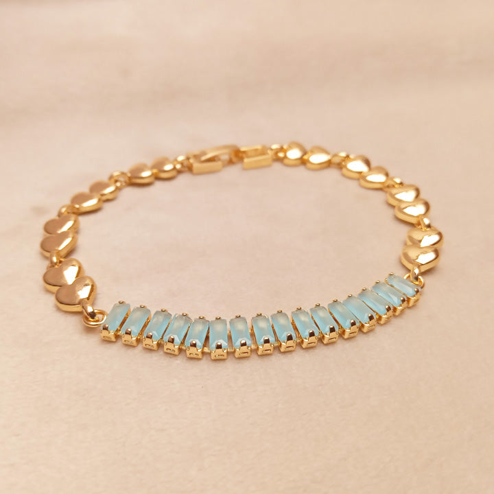 Golden Heart Green Crystal Bracelet 0734