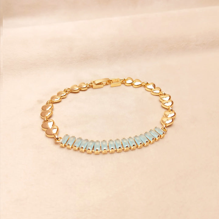 Golden Heart Green Crystal Bracelet 0734