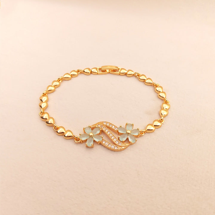 Golden Sea Green Flower Bracelet 0723