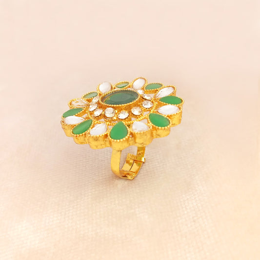 green polki ring