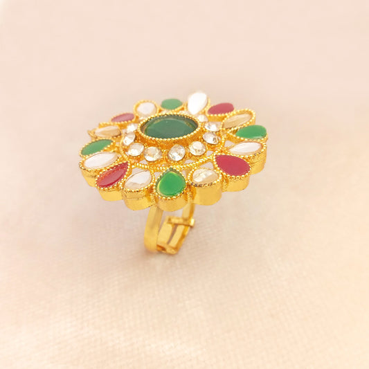 multicolor polki ring